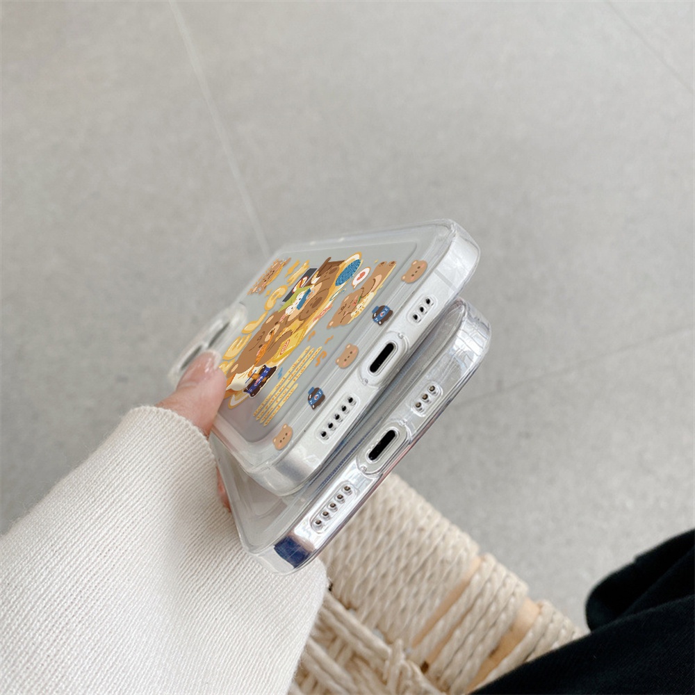Ốp Điện Thoại Chống Sốc Chống Rơi Họa Tiết Gấu Và cola Cho iPhone 11 13 12 X XS Pro Max XR 12 13