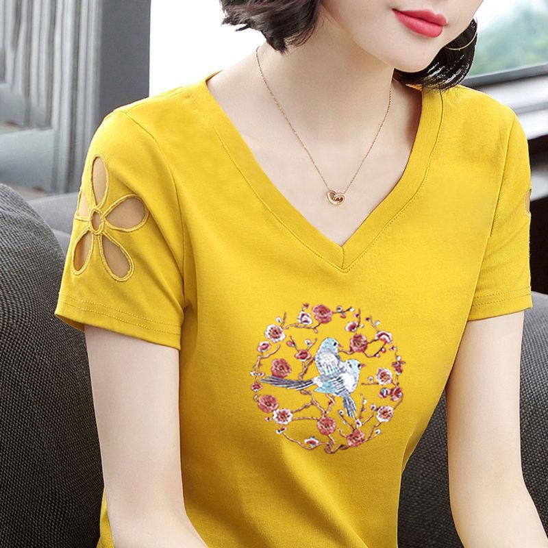 Áo Thun Nữ Tay Ngắn Cổ Chữ V Thời Trang Áo Croptop Ngắn Tay