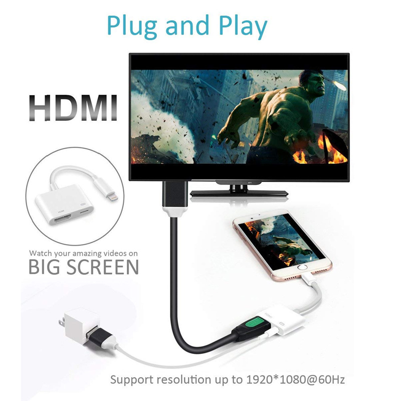 Đầu Chuyển Đổi Hdmi 1080p Hd 2 Trong 1 Cho Iphone Ipad Ipod