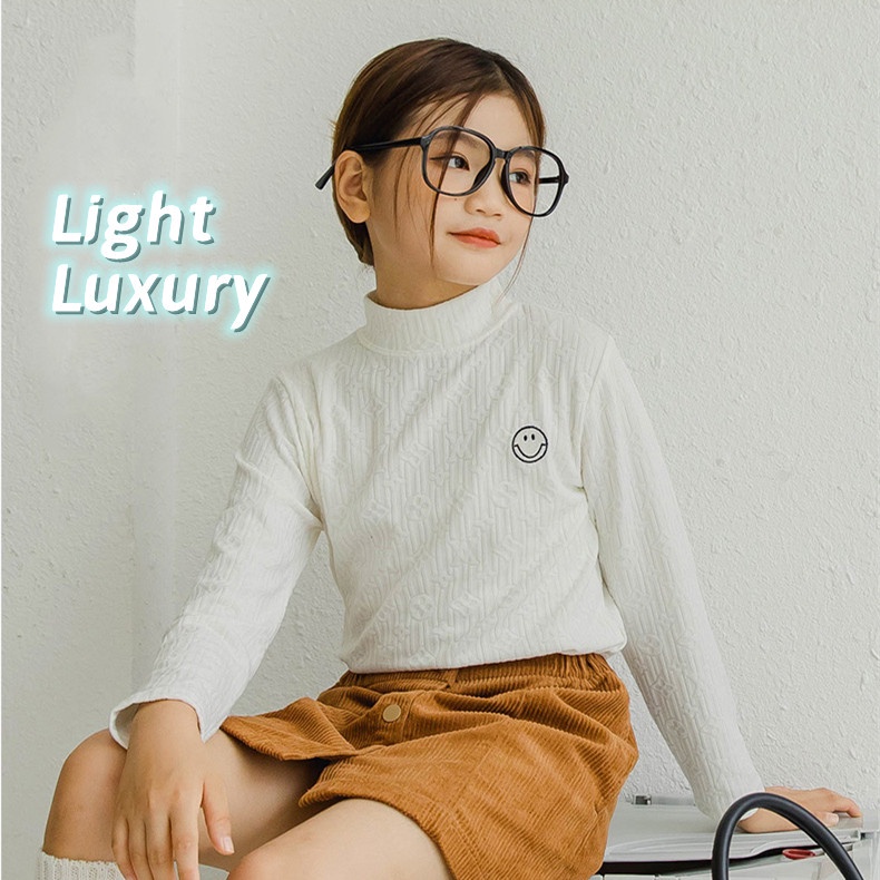 [LF.VN] Áo Thun Tay Dài Cổ Lọ Thấp 110-160cm Thời Trang Thu Đông Cho Bé