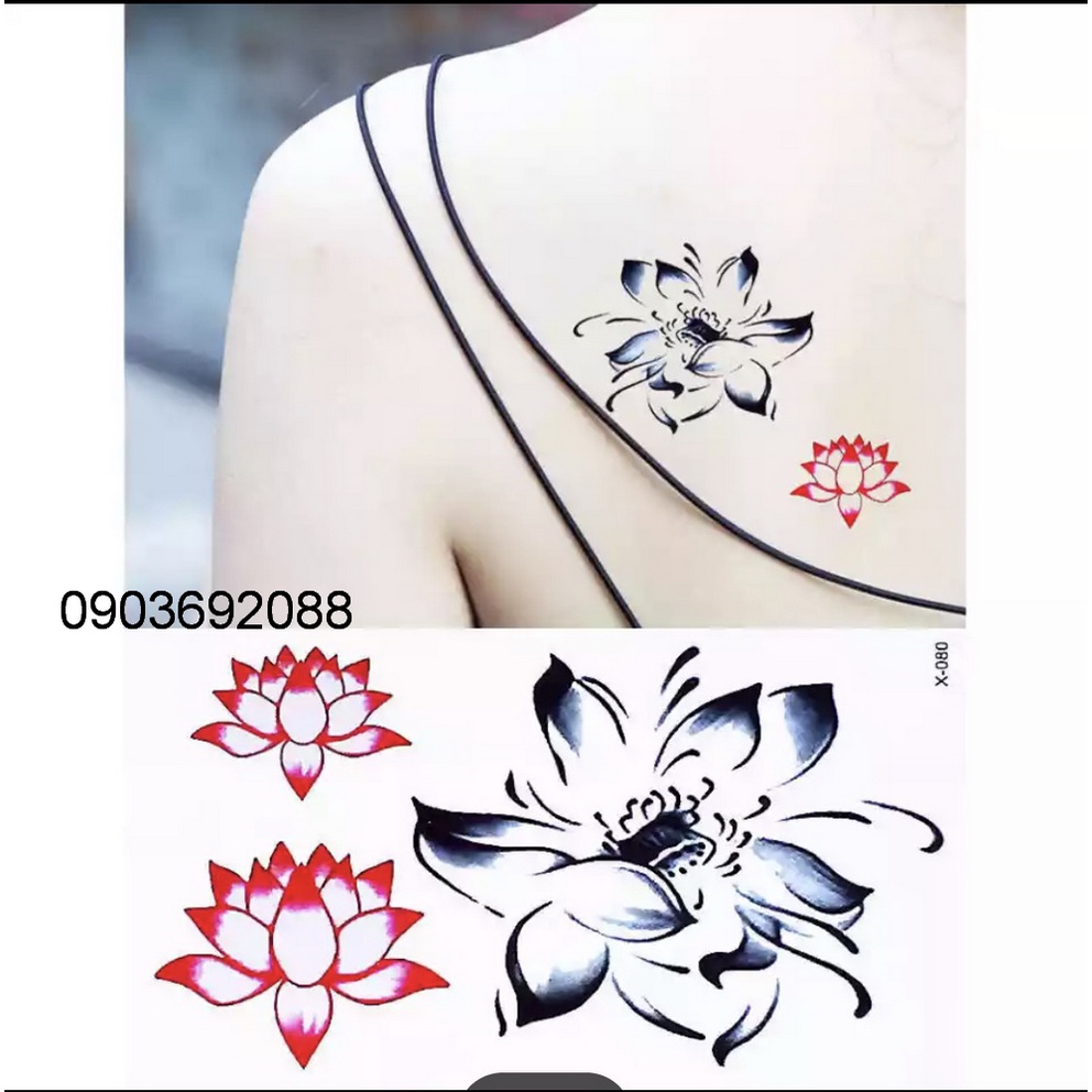 [HCM] Hình xăm dán - tattoo sticker hoa sen 10.5 x 6cm