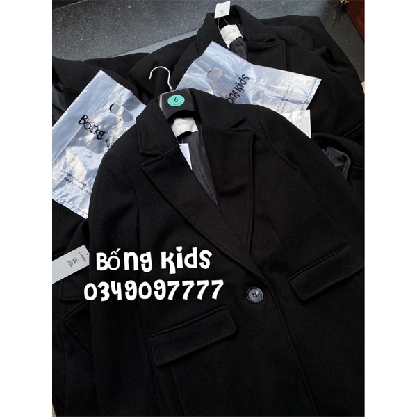 Áo Coat Dạ Nữ Đen Túi Nắp Grg