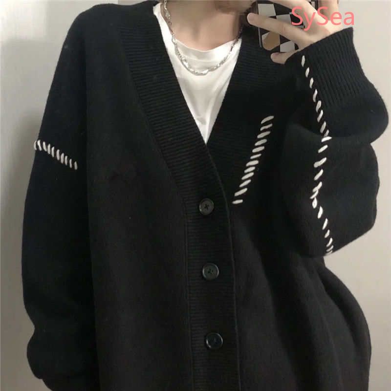 Áo khoác cardigan dệt kim dáng rộng màu trơn đơn giản trẻ trung thời trang dành cho nữ