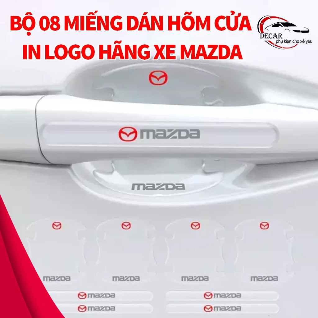 [MAZDA] Bộ 10 miếng dán chống xước hõm cửa xe mazda silicon cao cấp , miếng dán cửa xe, ốp lõm tay nắm in logo