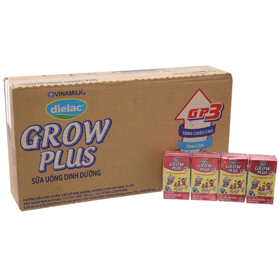 Sữa bột pha sẵn Dielac Grow Plus đỏ vỉ 4 hộp x 110ml (Date luôn mới)