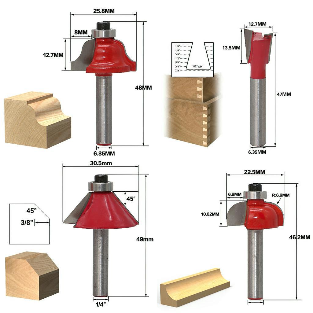 Mũi Phay Gỗ - Bộ Mũi Soi Gỗ 12 Chi Tiết