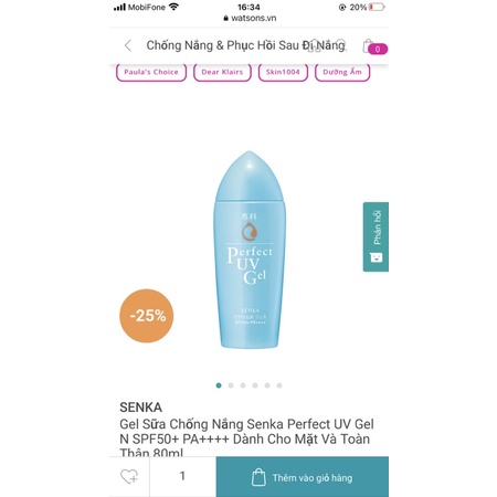 Gel Sữa Chống Nắng Senka Perfect UV Gel N SPF50+ PA++++ Dành Cho Mặt Và Toàn Thân 80ml