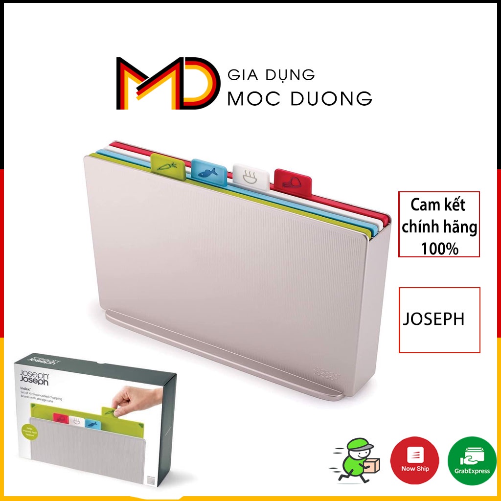 Bộ thớt JOSEPH JOSEPH 60134 Index 4 món màu trắng, thớt chuyên dụng cho các loại thực phẩm