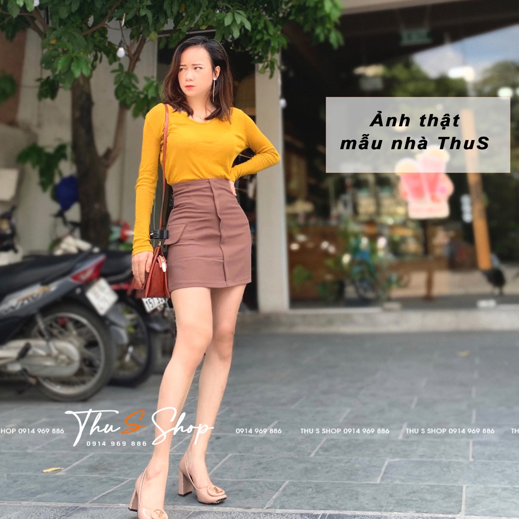 Chân váy chữ A cạp lưng cao ôm eo, Váy 2 túi sườn tôn dáng có lót trong chống lộ | BigBuy360 - bigbuy360.vn