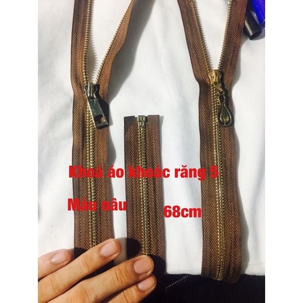 Day kéo khoá đồng 68cm màu nâu dùng để thay khoá áo khoác,áo da,túi xách,balo