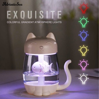 Máy phun sương đa năng hình mèo kèm quạt + đèn USB