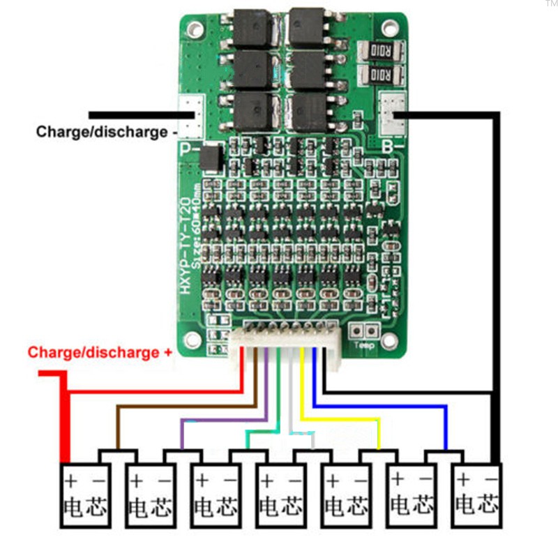Bảng mạch cân bằng 7s 29.4v Bms cho pin Li-Ion Lithium 18650