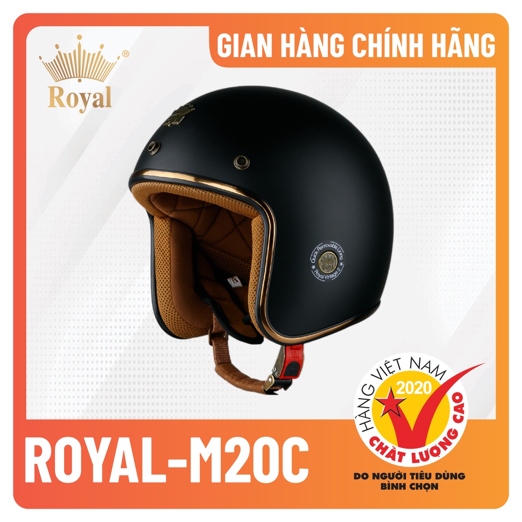 Mũ bảo hiểm 3/4 Royal M20C chính hãng nhiều màu sắc, phù hợp cả nam và nữ, lót nón tháo rời dễ vệ sinh, bảo hành 1 năm