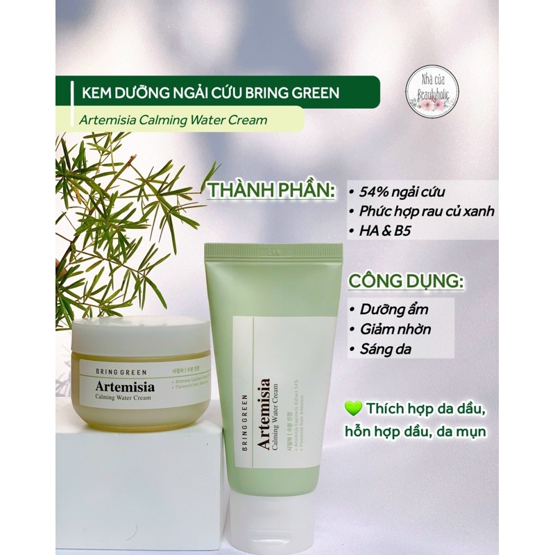 Kem dưỡng ngải cứu BRING GREEN CALMING WATER CREAM [Hàng tách set - không có hộp giấy]