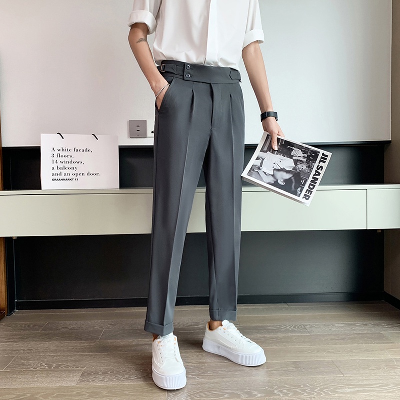 Quần Âu Baggy Nam Ống Đứng Trơn Màu Cạp Cao Phối Đai Khuy Kiểu Mới Thời Trang Zenkonu QUAN NAM 130V1