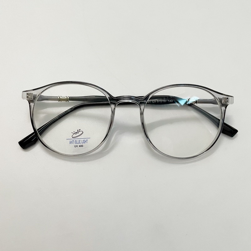 Kính mắt cận nam nữ, gọng giả cận tròn nhựa dẻo Tr90 mẫu mới 22431 chống ánh sáng xanh, UV400 Jolie eyewear