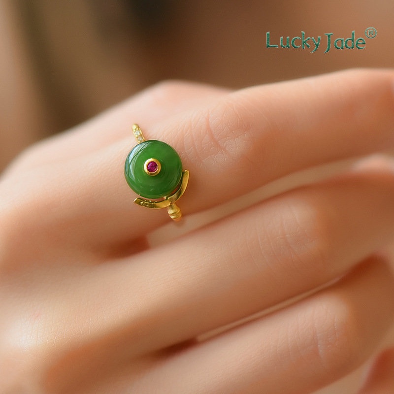 Nhẫn Mạ Vàng 18K Đính Hạt Ngọc Bích Thời Trang