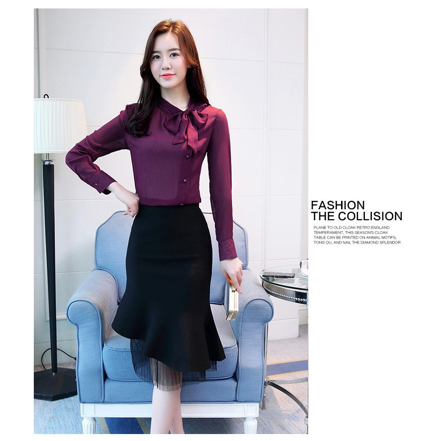 Áo sơ mi công sở ❣️FREESHIP❣️Áo Kiểu Thắt Nơ Sang Chảnh- Hàng thiết kế chuẩn