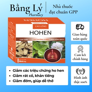 Cao lỏng HOHEN - hỗ trợ giảm các triệu chứng ho hen, rát cổ họng, ho có đờm, khó thở