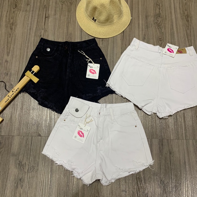 Quần Short Trơn Jean Nữ, Quần Bò Nữ Lưng Cao Nhẹ Chất Vãi Mềm Mại