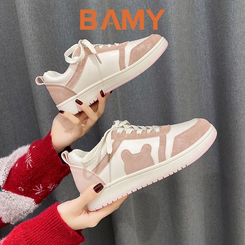 Giày thể thao nữ hình mặt gấu, Giày Sneaker nữ BAMY đế bánh mì dáng basic cao 3 phân