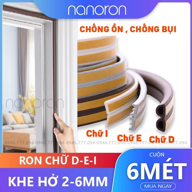 Ron dán khung cửa loại chữ D E I  Nẹp chắn khe hở NANORON cửa đi cửa ra vào chống va đập, chống ồn