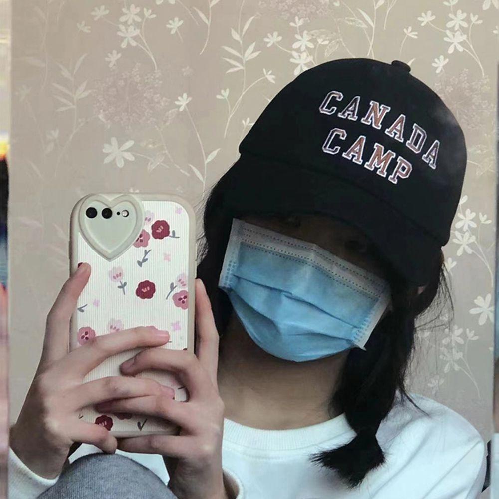 Mũ Lưỡi Trai Chất Liệu Polyester Cotton Thêu Chữ Phong Cách Hàn Quốc Thời Trang Cho Nữ