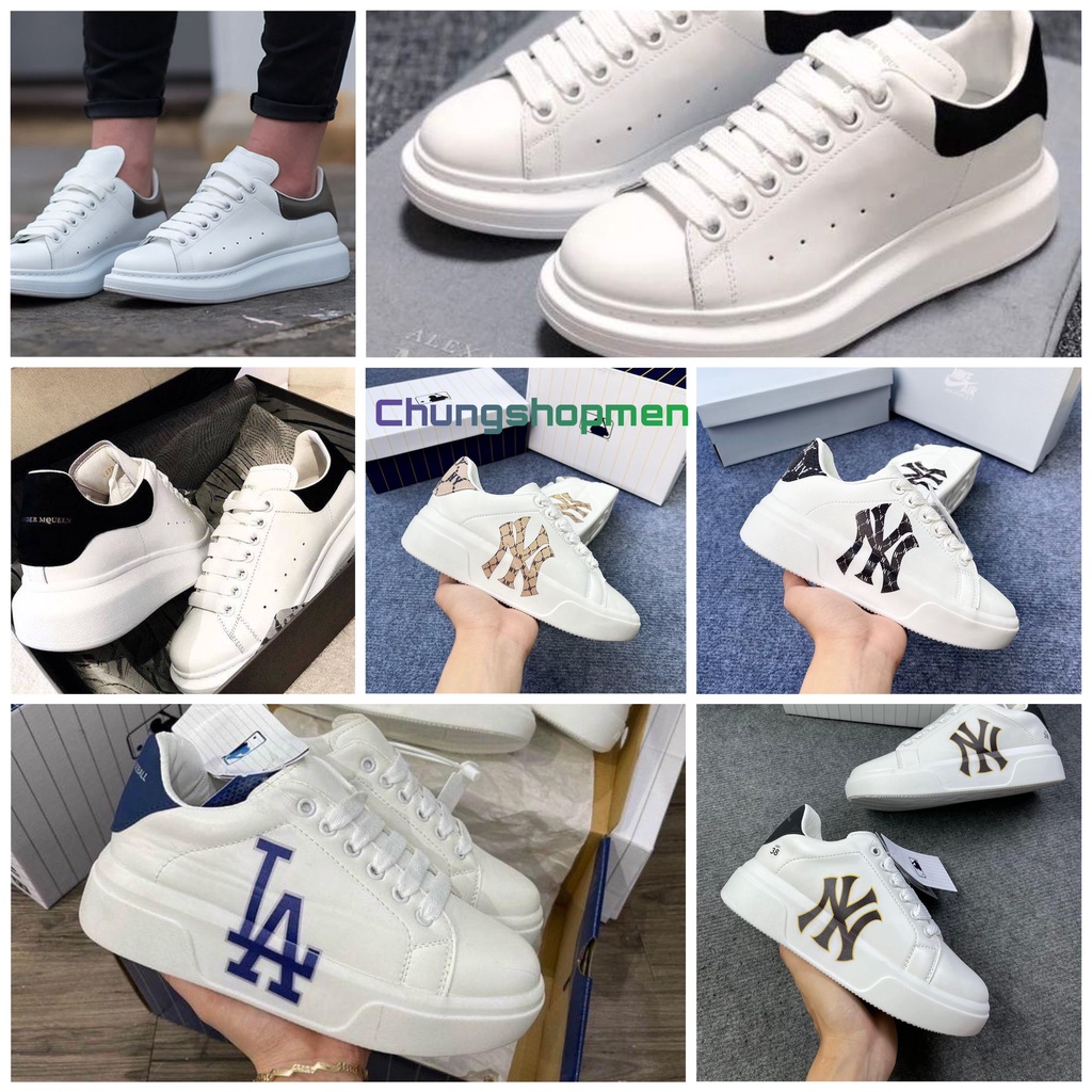 Giày 𝐌𝐂 𝐐𝐔𝐄𝐄𝐍 ⚡️𝐒𝐢ê𝐮 𝐑ẻ⚡️ Giày MCQ NY LA Độn Đế 4 Phân Màu Trắng Gót Đen, Họa Tiết nam nữ Hot Trend full box bill