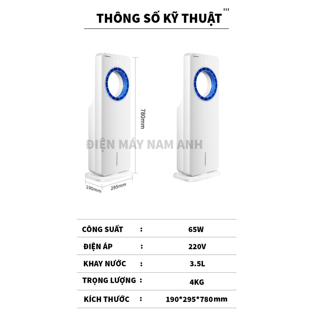 (Tem chống giả) Quạt điều hòa không cánh Chigo chính hãng, hiển thị nhiệt độ, điều khiển từ xa, tặng 6 hộp đá khô