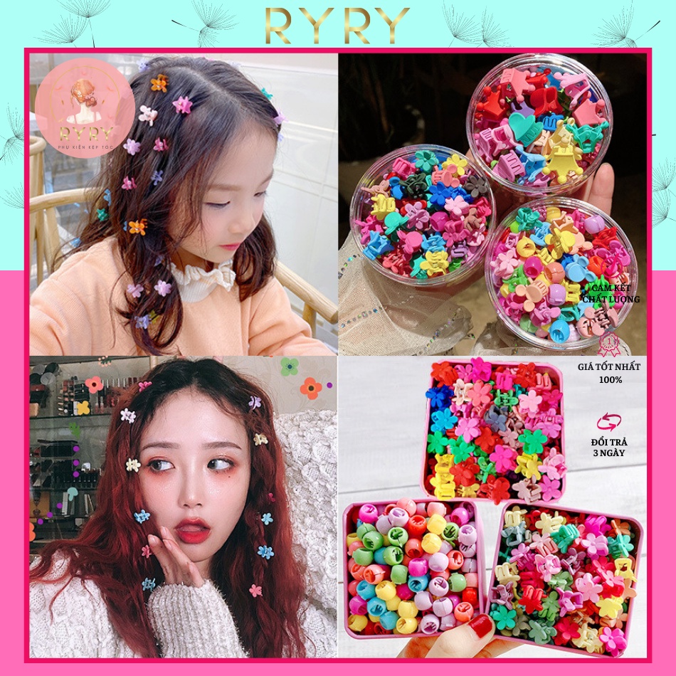 Set Kẹp Tóc Hình Hoa Mini Dễ Thương Xinh Xắn Phong Cách Hàn Quốc
