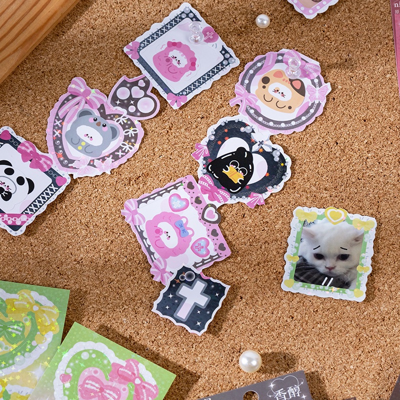 Bộ 2 tấm sticker khung ảnh trang trí card toploader hình dán Love time | BST138