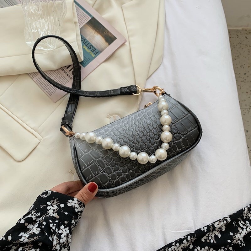 Túi đeo nữ quai ngọc,túi kẹp lách da rắn , quảng châu