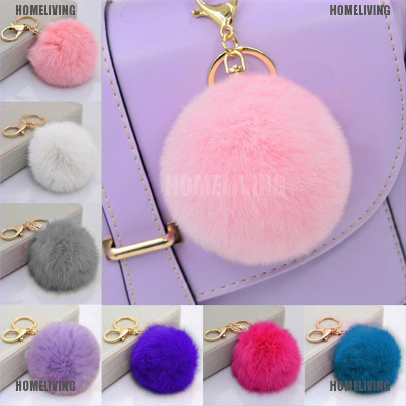 Móc Khóa Cục Bông Lông Thỏ Dễ Thương