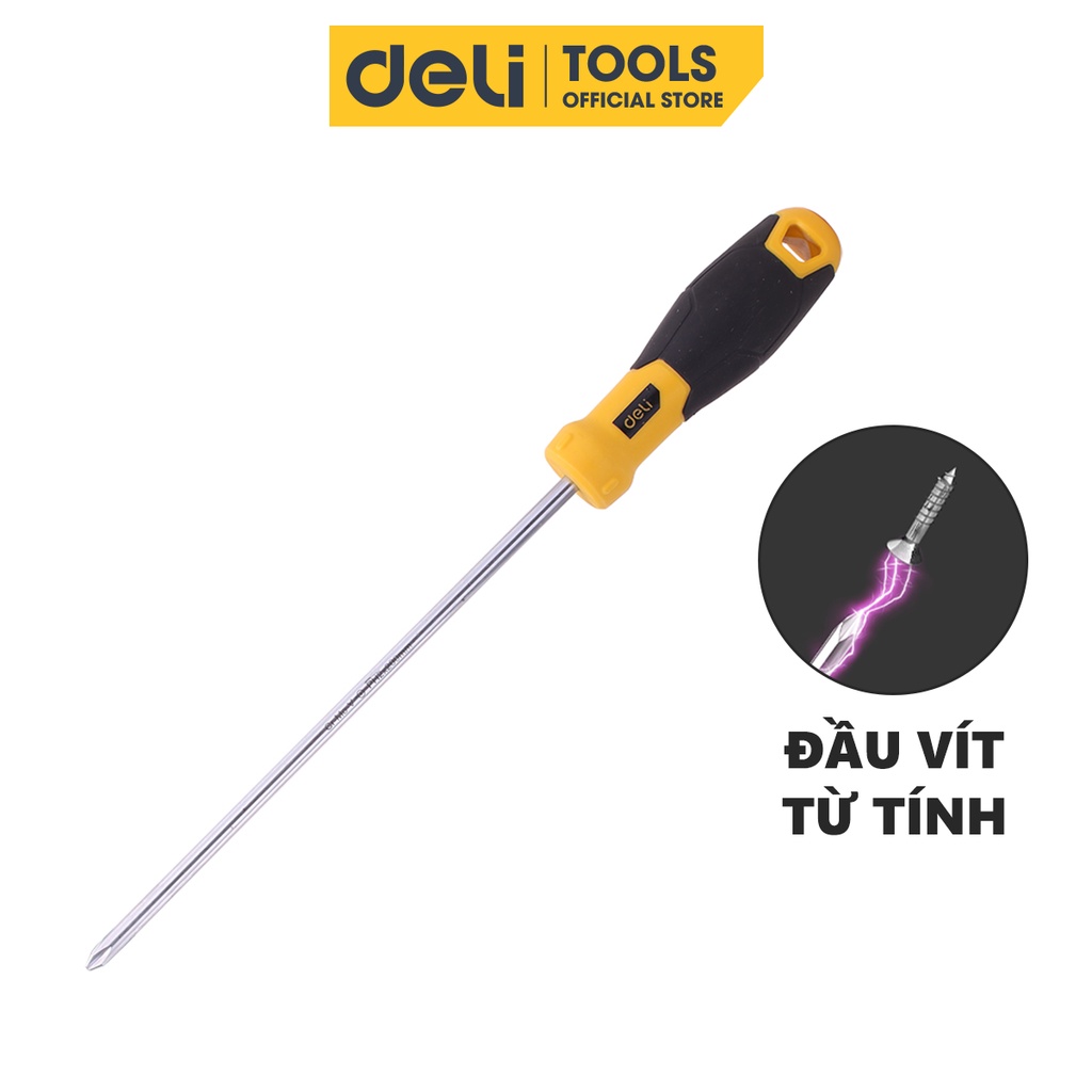 Tua Vít 4 Cạnh Deli Cao Cấp - Chất Liệu Thép CR-V Chống Mòn, Gỉ - Tay Cầm Cao Su - Tháo Lắp Ốc Vít Tiện Lợi - EDL636200
