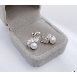 Bông tai bạc nữ ♥️FREESHIP ♥️Bông tai trai nạm đá sang chảnh đeo lên tai siêu sang