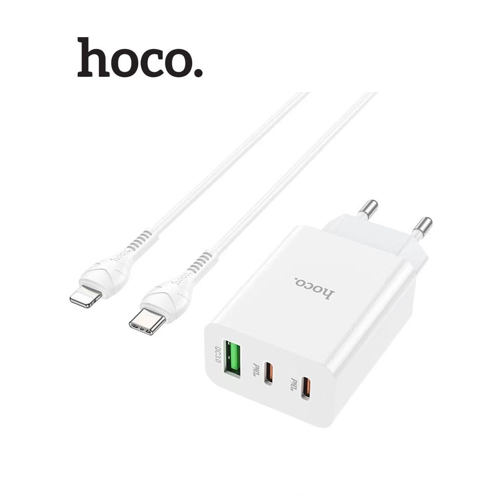 Bộ sạc nhanh Hoco C99A 3 cổng Type-C 20W + Type-C 18W + USB Q.C3.0 kèm cáp sạc Type-C dành cho IP10/11/12/13/14 dài1m