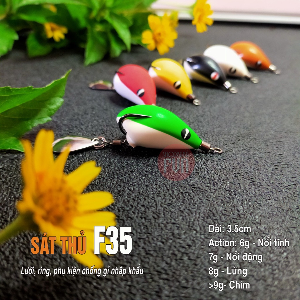Mồi giả nhái hơi F35 mini, dài 3.5cm, siêu nhạy cá (Trị từ bú bình tới Hugo)