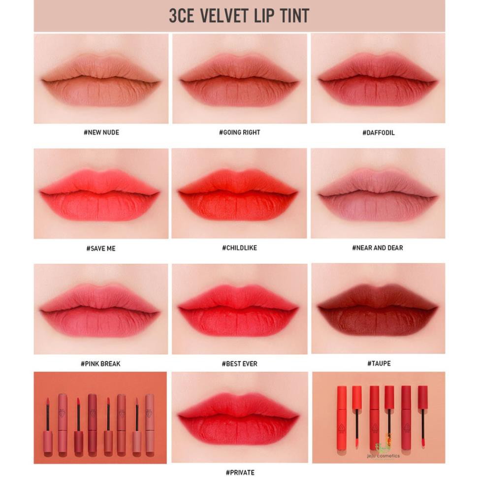 [Hàng trả order, không có dư] Son 3CE Velvet Lip Tint kem lì Chính Hãng (Bao Check) 💋