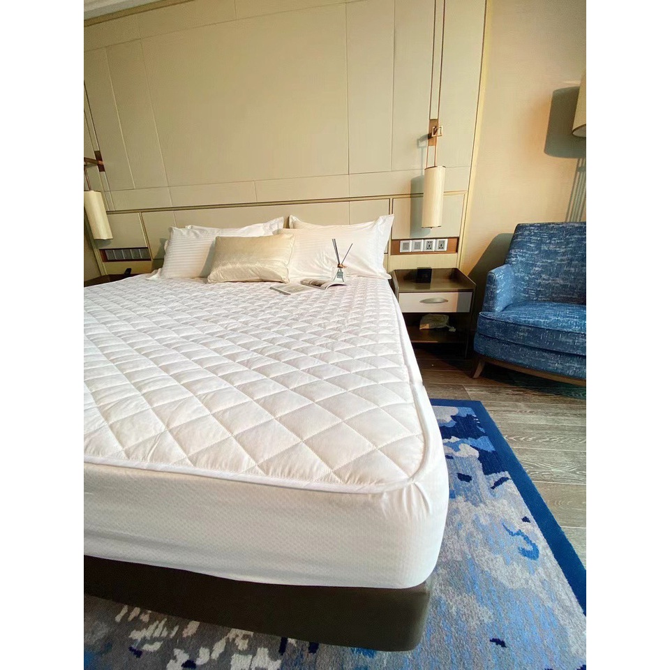Ga bọc bảo vệ đệm, Tấm trải topper bảo vệ đệm mỏng sẵn đủ kích thước, bọc cho đệm dầy tối đa 30cm, Ga bọc khách sạn