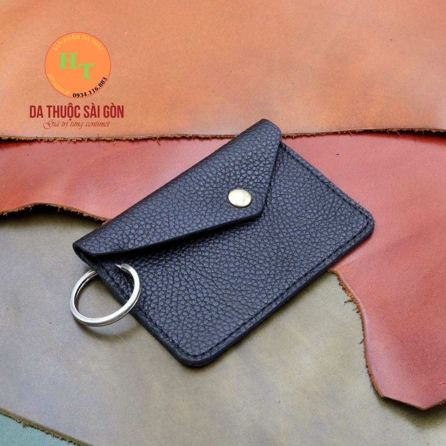 Ví Thẻ Mini Bằng Da Bò Thật - Màu Đen Hàng Chính Hãng Thương Hiệu Himashop Leather -MK01