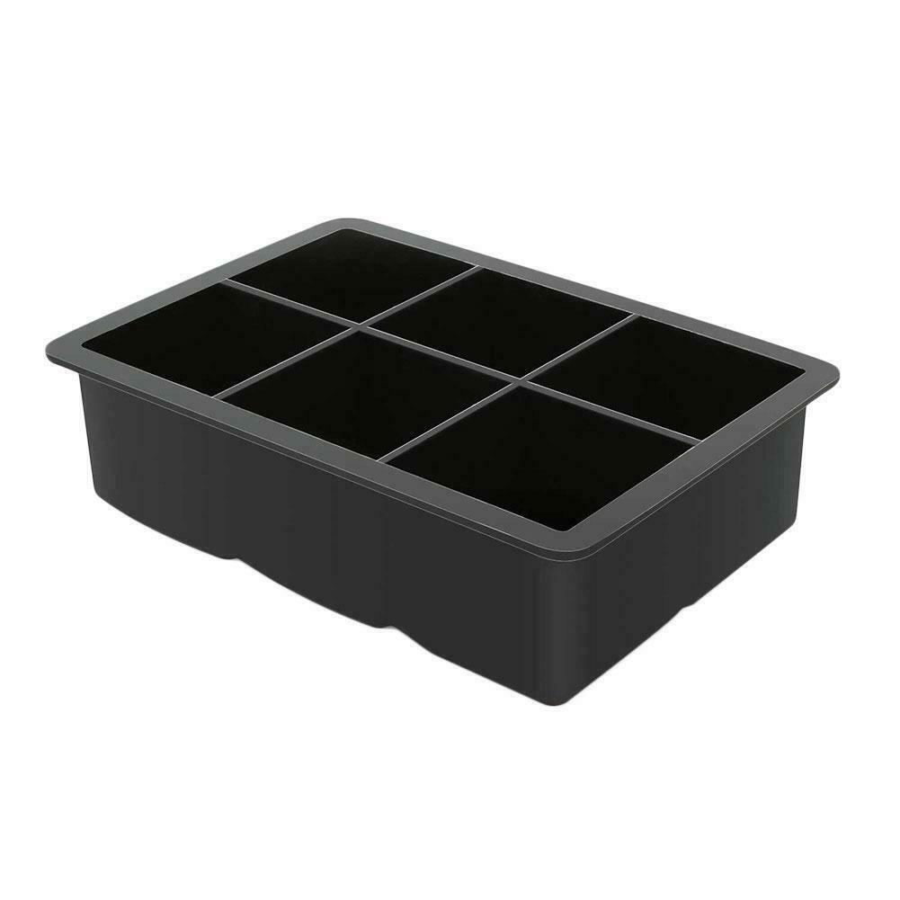 Khay Làm Đá Viên 6 Ngăn Bằng Silicon Màu Đen Hình Vuông Kích Thước Lớn Dành Cho U1Y6