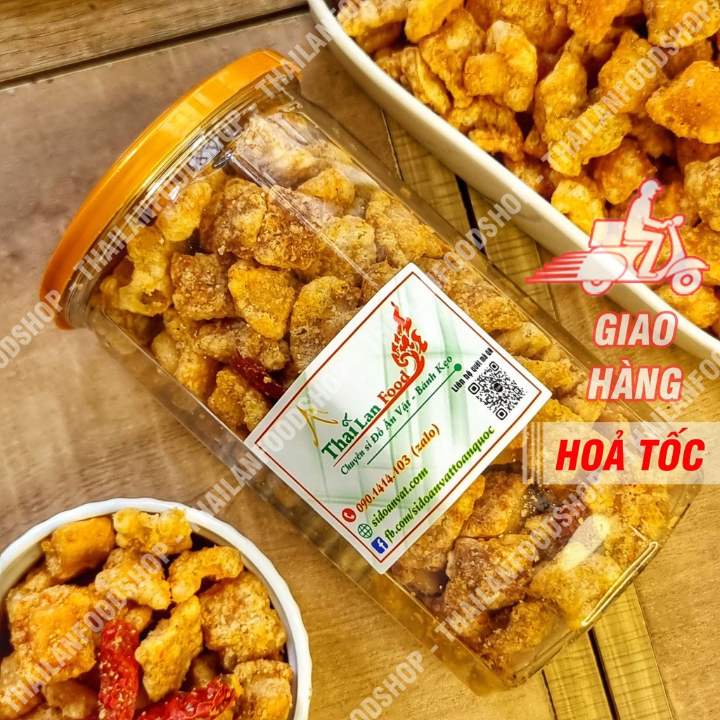 Tóp Mỡ Liền Da Xốc Muối Tỏi - Lon 250gr