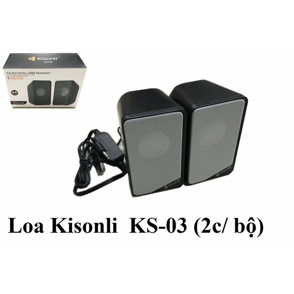 Loa Kisonli KS 03 (2c/ bộ) xanh trắng , đen loa vi tính bộ 2 cái