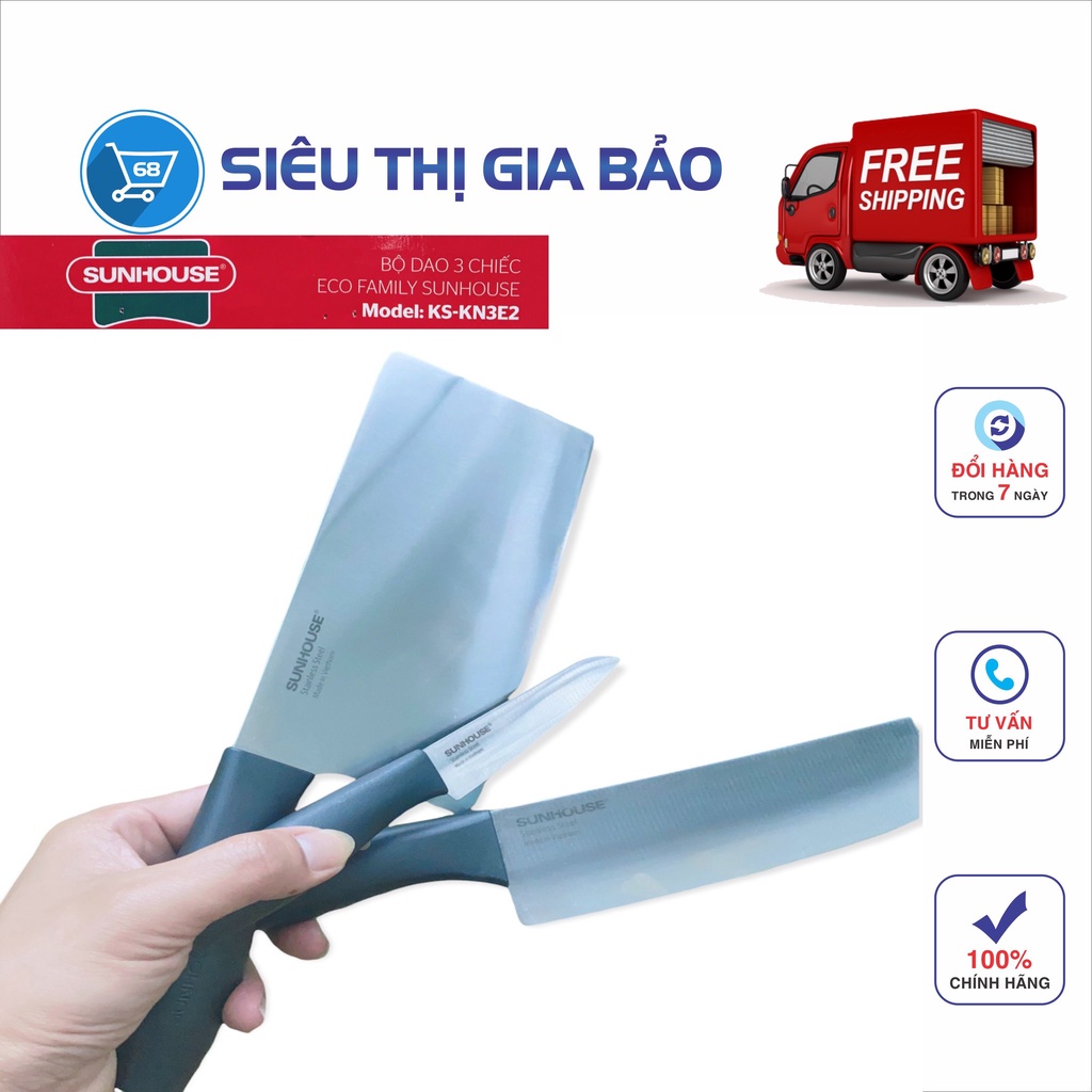 Bộ dao 3 chiếc Eco Family Sunhouse KS-KN3E2- 3 kích thước