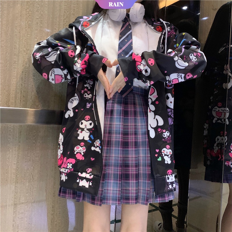 Áo Khoác Cardigan Họa Tiết Hoạt Hình Phong Cách Harajuku Nhật Bản Cho Nữ