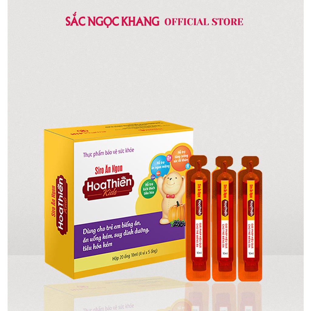 Siro Ăn Ngon Hoa Thiên SẮC NGỌC KHANG giúp cải thiện hệ tiêu hóa và ăn ngon miệng [Hộp 20 ống 10ml] ( Tổng 200ml )