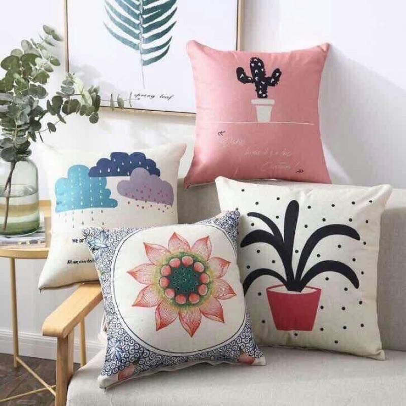 Gối vuông tựa lưng trang trí ghế sofa ghế gỗ phòng khách phòng ngủ vỏ gối cute dễ thương