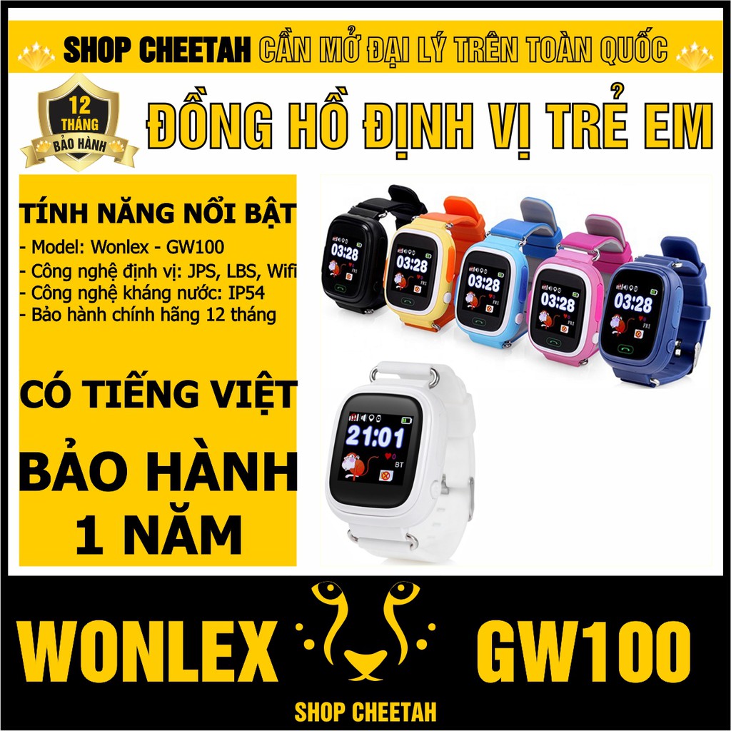 Đồng hồ định vị trẻ em Wonlex GW100 – CHÍNH HÃNG – Kháng nước IP54 – Định vị Wifi/Lbs/Gps – Tiếng Việt – Bảo hành 1 năm