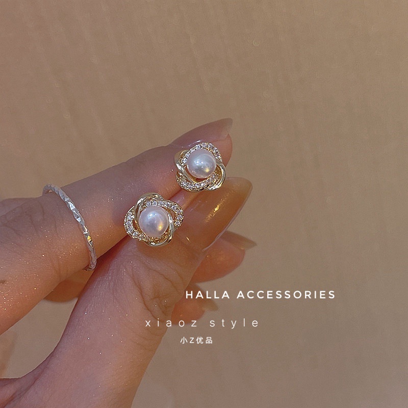 Khuyên tai chuôi bạc S925 đính ngọc cao cấp HALLA BT137 BT138