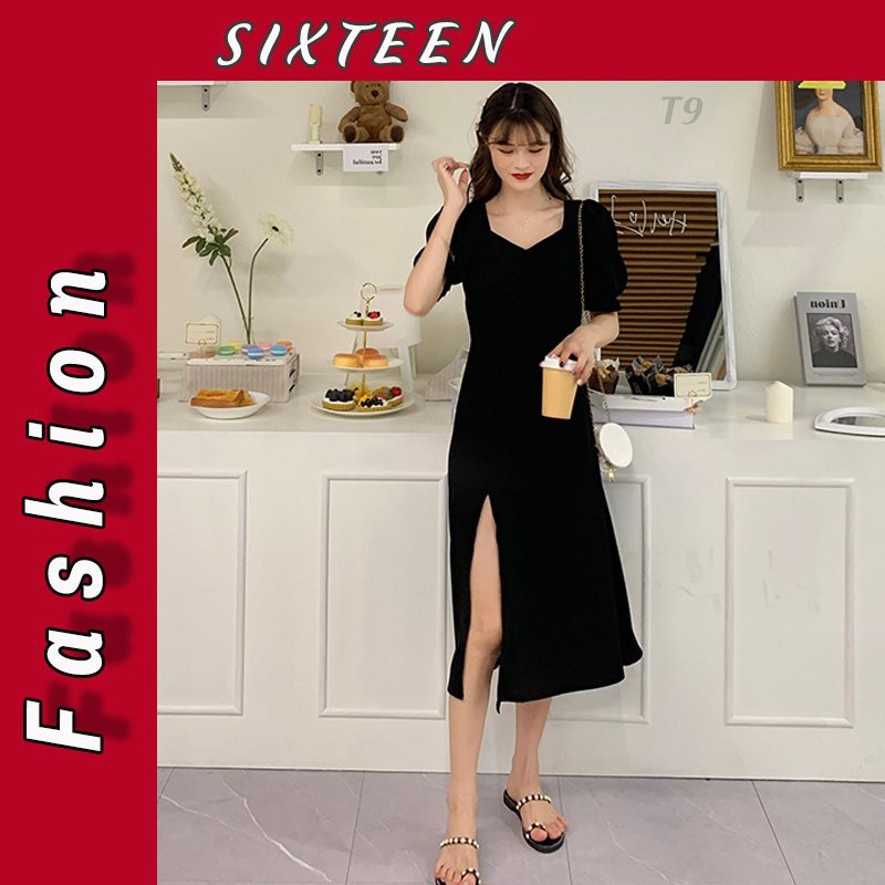 Đầm Nữ, Váy Nữ Dáng Dài Xẻ Tà Cổ Vuông, Đầm Dự Tiệc Tôn Dáng SIXTEEN.